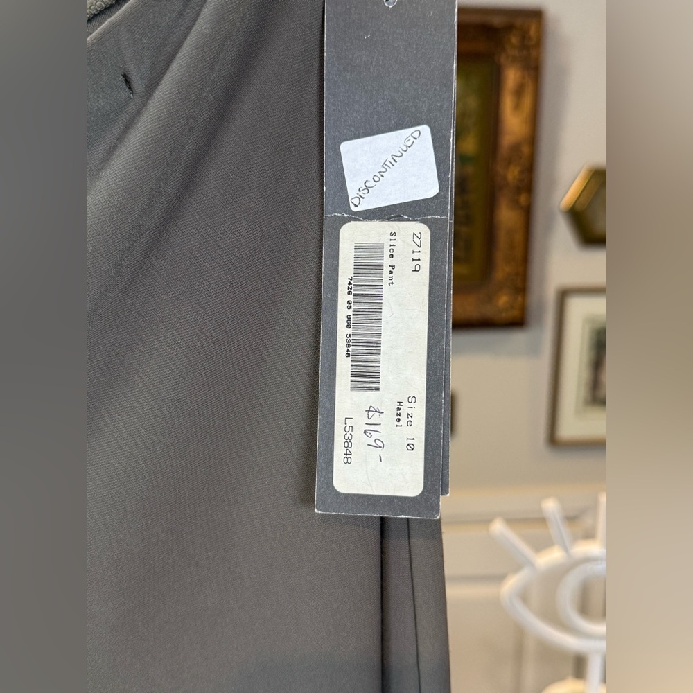 NWT Sympli Slice Pant Size 10 Hazel Green Slit Hem Made in Canada Travelwear - Picture 7 of 11